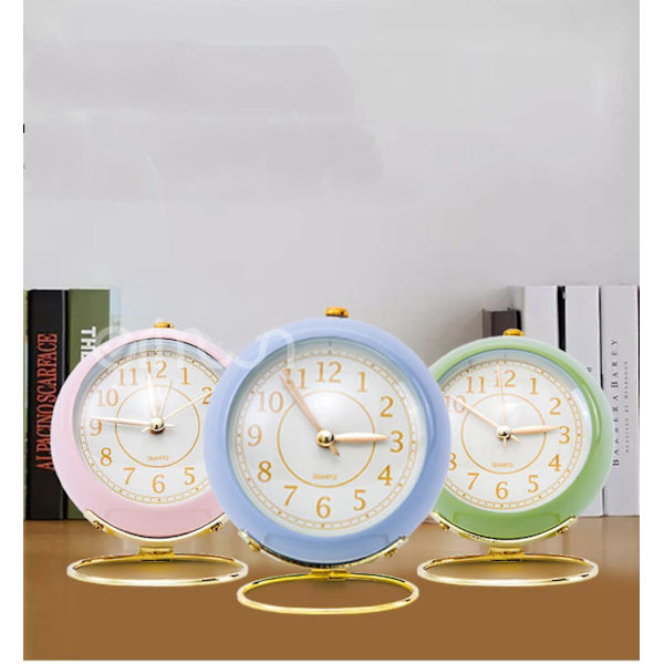 Battery Operated Alarm Clock With Round Shape Metal Case,no Ticking