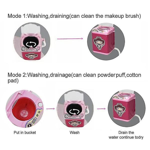 Multifunctional Mini Cosmetic Brush Powder Puff Washing Machine Simulation Toy Pink wind