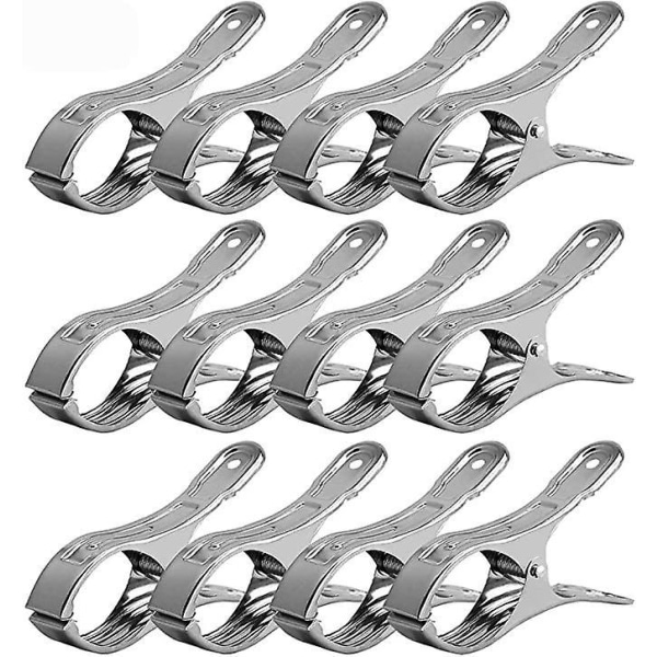 Klesklyper i rustfritt stål, 6 stk. store klesklyper, vindbeskyttelsesklype, slitesterke håndkleklyper for badehåndkle/håndkle/badehåndklær/duk og klær 12pc