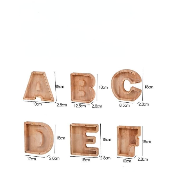 Wooden Piggy Bank Alphabet Cash Box Letters Coin Piggy Bank Kids Money Box T