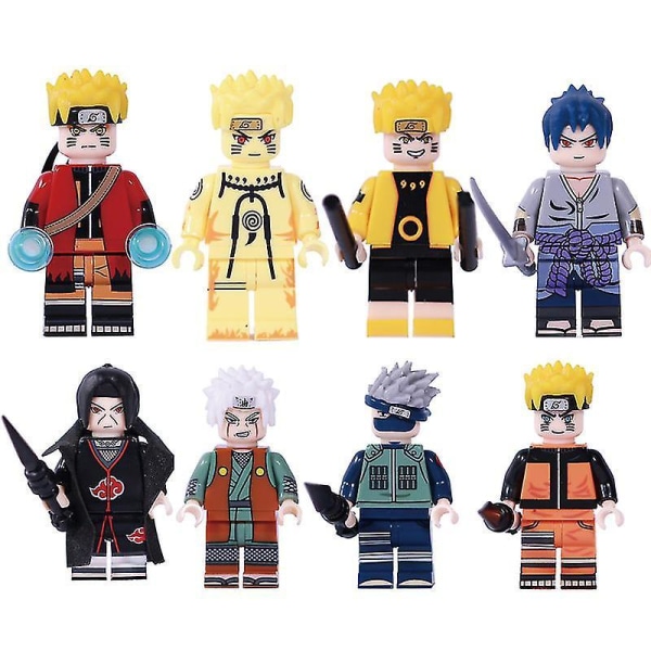 Naruto Uzumaki Samlet Minifigur Børne Byggeklods Legetøj 8 stk