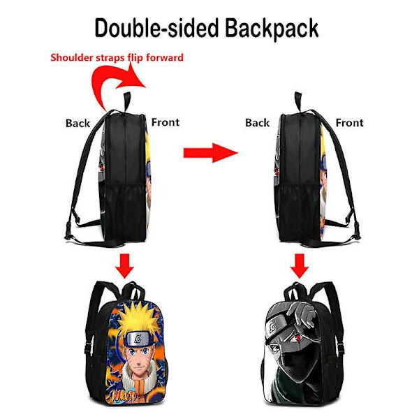 Naruto Double-faced School Backpack Black C