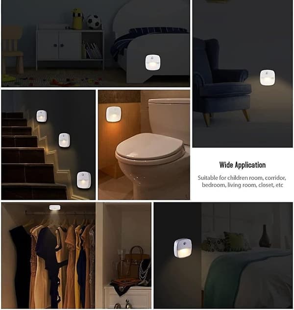 Led Stick-on Night Light,warm White,motion Light Sensor For Hallway,bedroom,kitchen,white-3pack Human Body Induction Night Light(5-e-d)