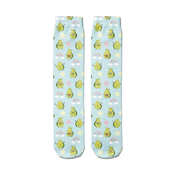 Gladt Sjovt Print Frugt Ananas Lange Sokker Kunst Dejlige Midt Rør Stilfulde Bomuldssokker Til Mænd Damer Style8