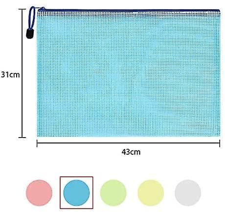 Document Pocket A3, 10 Pieces A3 File Zippered Pockets, Mesh Plastic Zippered