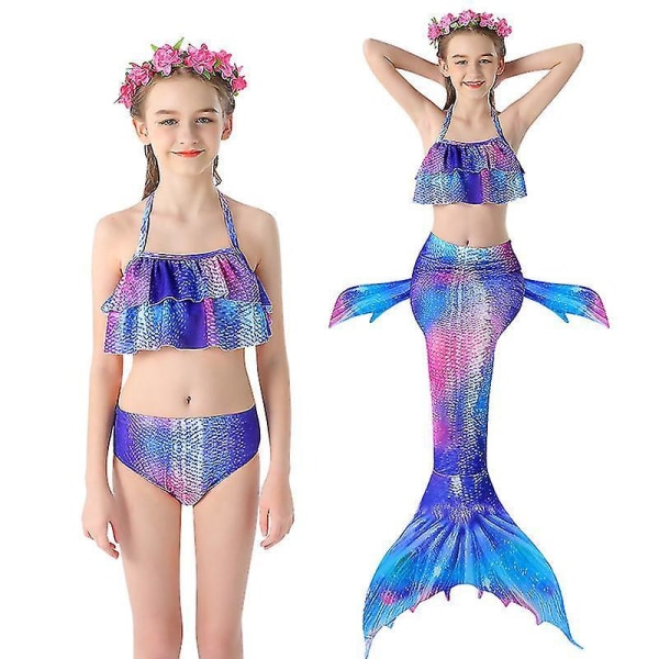 3pcs Girls Swimsuits Mermaid For Swimming Mermaid Costume purple 130cm