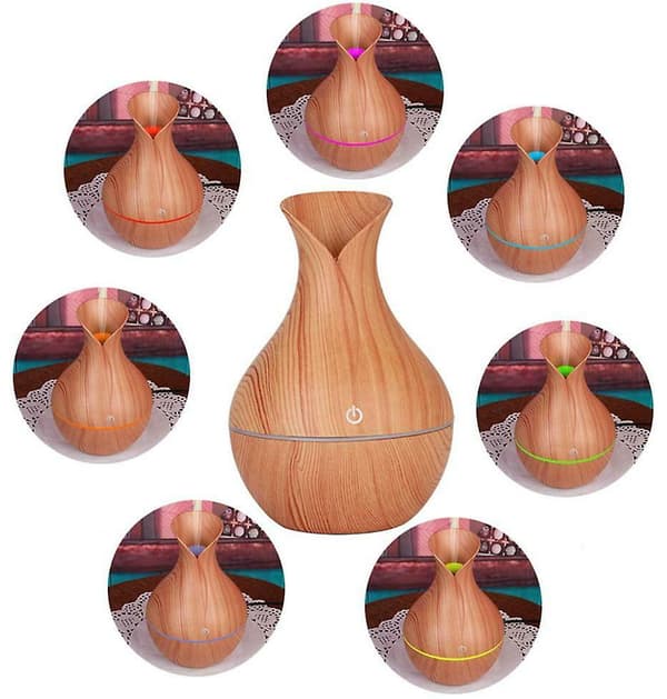 Ultralyd Luftfugter Æterisk Olie Diffuser Aroma Diffuser 130 ml Dark Wood color