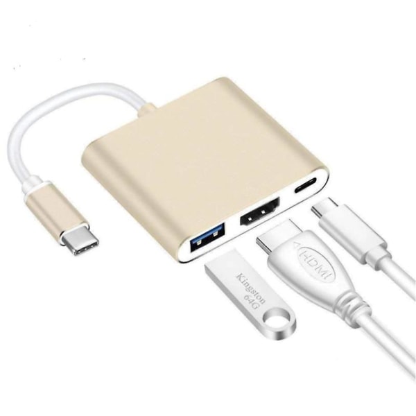 3-in-1 Adapteri USB Type C Hub USB-C Telakka