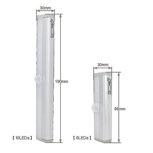 6/10 - Trådløs LED, underskabsbelysning, skabslys, bevægelsessensor, natlys 10 Led Cool White