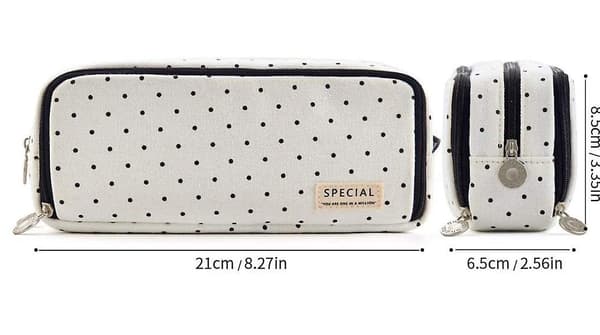 Large Capacity Pencil Case 3 Compartment Pouch Pen Bag black