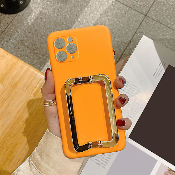 Phone Back Cover Multifunctional Anti-fall Ultra-thin Fashionable Metal Square Buckle Support Phone Case For Iphone 11 Pro Max/11 Pro/11/xs M Green for iPhone 11