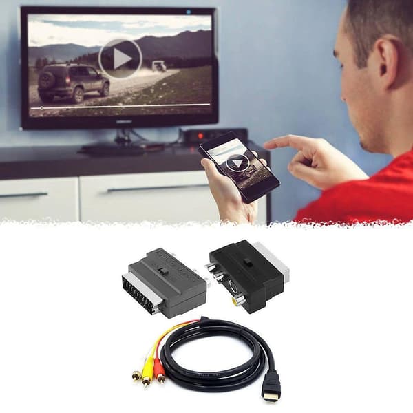 HDMI til 3RCA Scart To-in-one HDMI Adapterkabel AV Audiokabel 3 RCA Phono Adapter