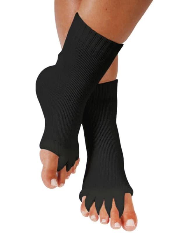 Yoga Open Toe Socks Five-finger Separator Foot Alignment Socksblack