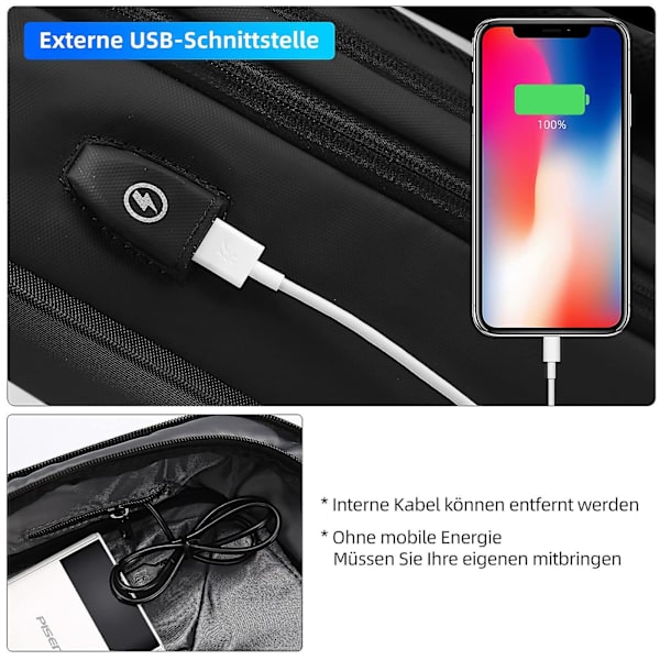 15,6 tuuman kannettavan tietokoneen reppu, kova kuori laajennettava reppu, varkaudenesto liiketoimintareppu vedenpitävä USB-latausportilla, 20-35l, matkustamiseen, työhön. Musta