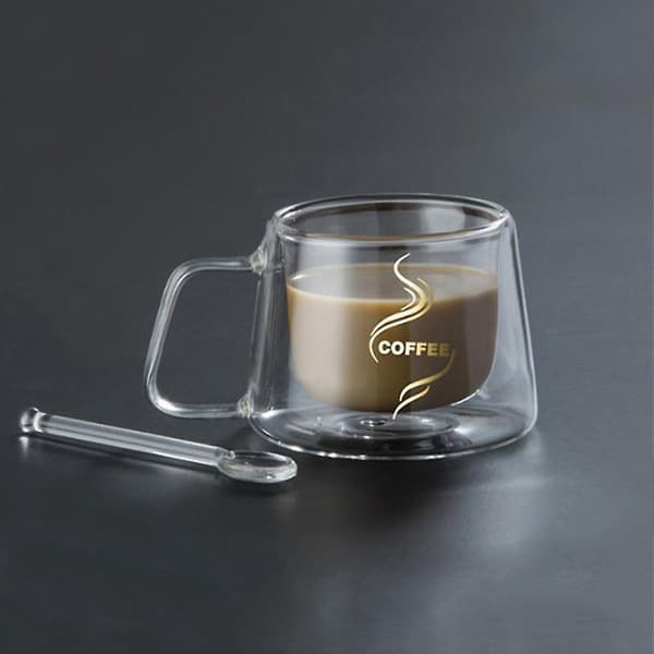 Coffee Mug Espresso Cup Thermal Glass Double Wall High Borosilicate Mugs Without Spoon
