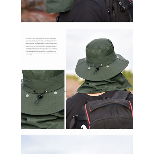 Fiskehat Solbeskyttelse Hat - Premium Upf 50+ Foldbar Klap Boonie Hat Til Mænd & Kvinder Armygrøn