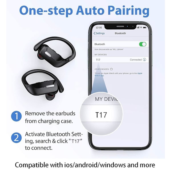 Aidot langattomat nappikuulokkeet Bluetooth-kuulokkeet latauskotelolla vedenpitävät urheilukuulokkeet korvan sisään