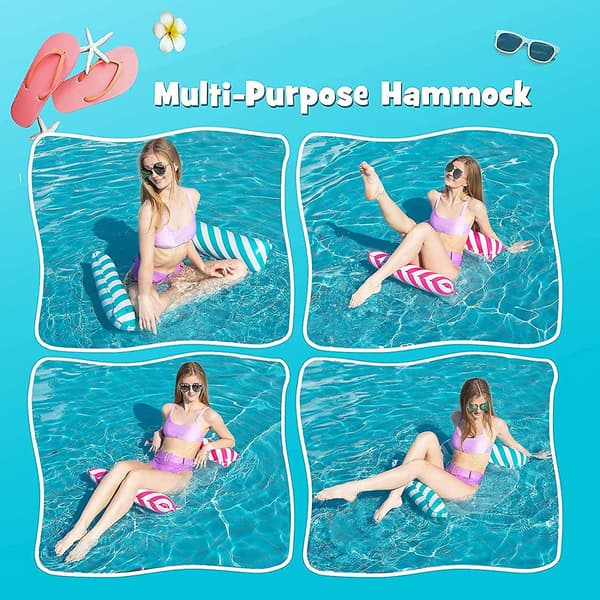Floating Hammock, 4-in-1 Inflatable Hammock Swimming Pool Inflatable Water Hammock, Foldable Floating Hammock Float Ultralight