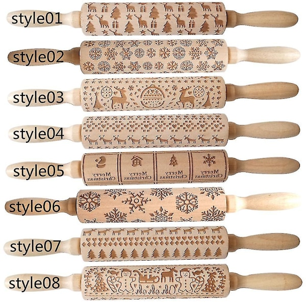 Wooden Carvings Pie Cookies Rolling Pin style07