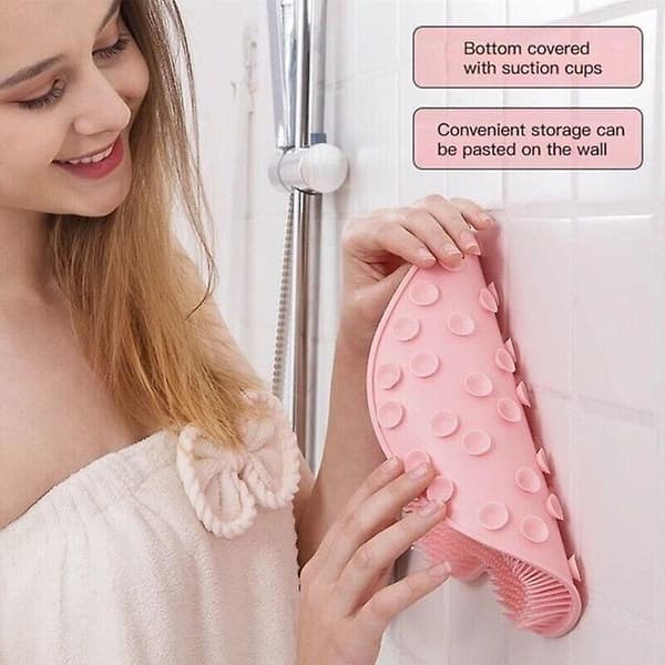 Silicone Shower Foot Scrubber Back Brush Massager Clean Bathroom Non Slip Bath Blue