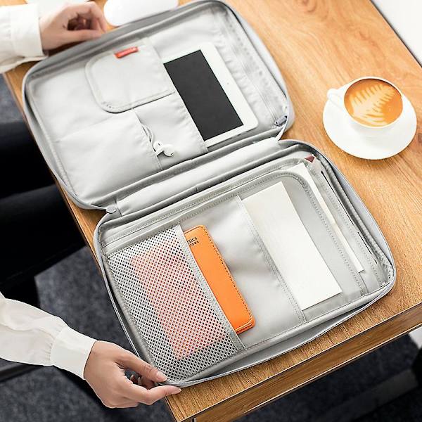 Waterproof Oxfored A4 File Folder Document Bag Business Briefcase Storage Bag For Notebooks Pens Pad Computers Student Gift Dark Blue