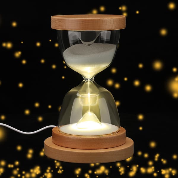 LED Timer Boligindretning Hvidt Glas Timeglas Natlampe