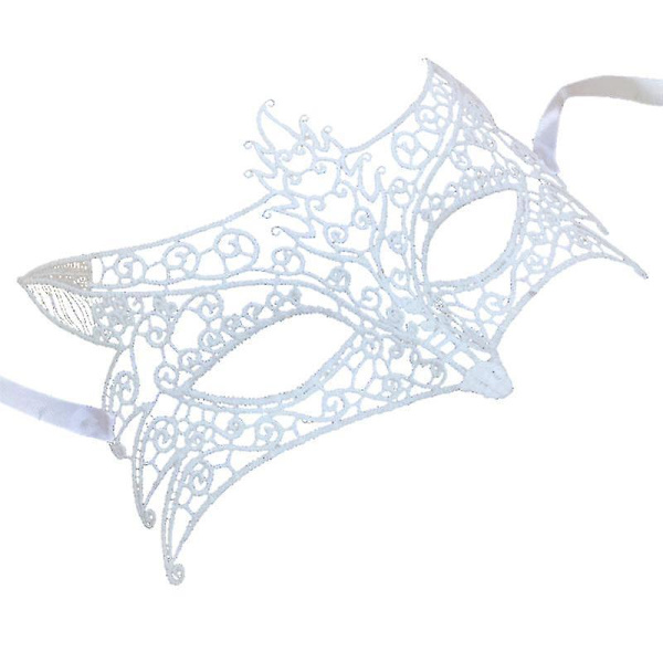 Easter Lace Mask Venetian Masquerade Eyemask Mardi Gras Mask Fox Lace Mask For Party Carnival Party Costume Porm Ball Without Ribbon (white)