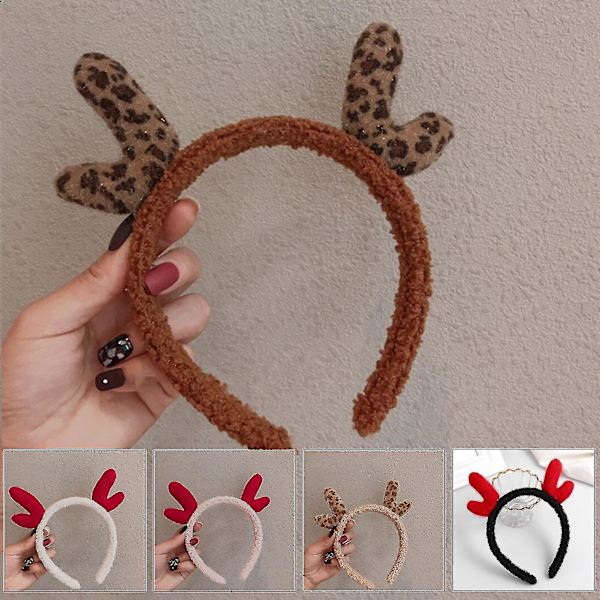 Cute Antler Plush Headband Christmas Hair Hoop Non-slip Headwear Accessories Pink
