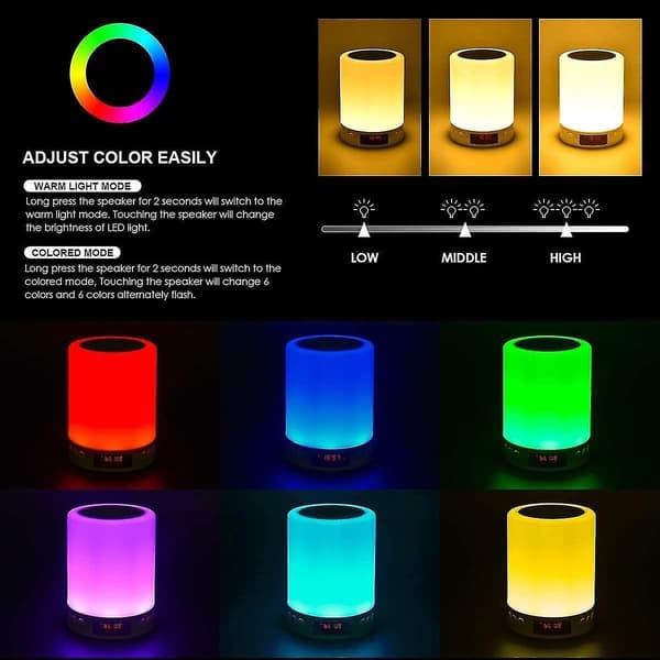 Touch Children Bedside Lamp 5 In 1 Bluetooth Speaker Alarm Clock Night Light Led Table Lamp Usb Rechargeable Speaker(white)