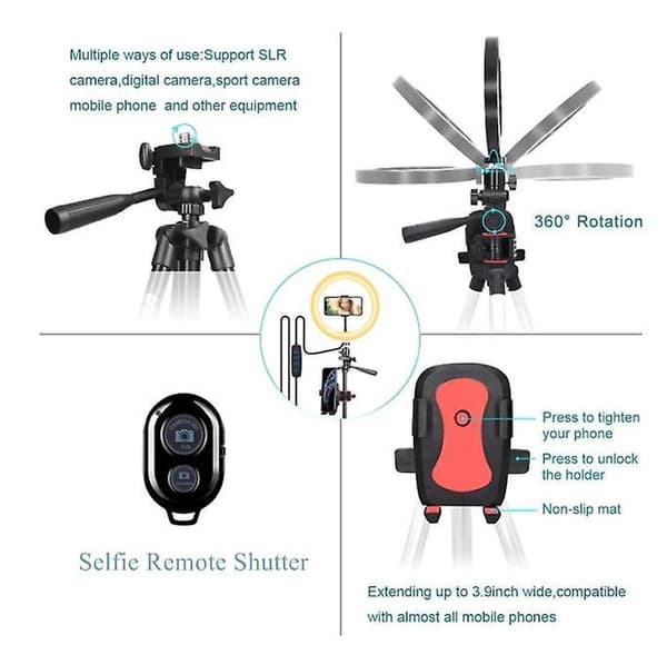 Ring Lamp Led Ring Light Selfie With Tripod Ring For Selfie Phone Video Photography Lighting B