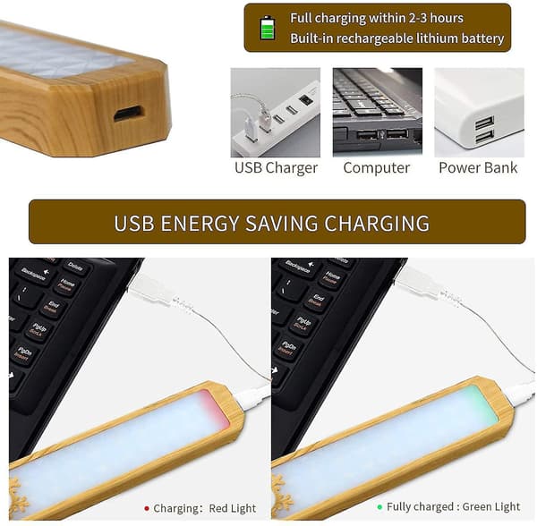 Skabslys med bevægelsessensor, genopladelig LED-strip til skabe uden strøm