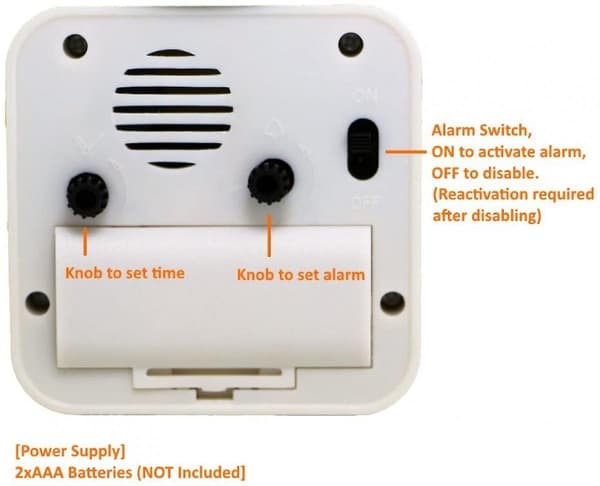 Non-ticking Robot Alarm Clock Stainless Metal - Wake-up Clock With Flashing Eye Lights And Hand Clip (ruby Red)