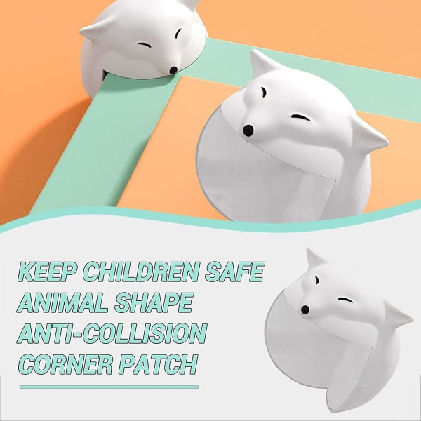 Cartoon Animal Shape Silicone Table Corner Protector Anti-Collision Corner, White Fox