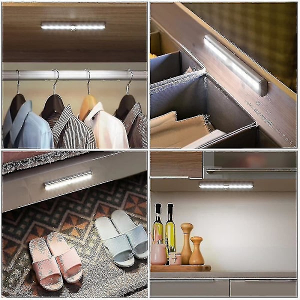 6/10 - Trådløs LED, underskabsbelysning, skabslys, bevægelsessensor, natlys 10 Led Cool White