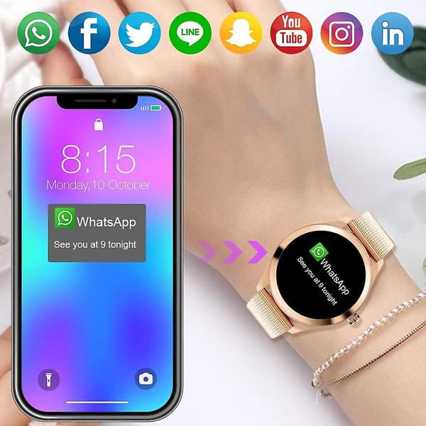 Smartwatch til kvinder, elegant High-end Ip68 vandtæt Gold