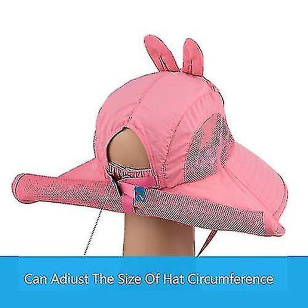 Solhatt for barn med bred brem og justerbar stropp pink