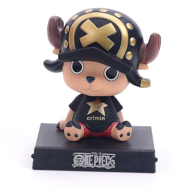 3 stk. One Piece Luffy Chopper Stråhatt Bilpynt Ristende Hode Figur Modell