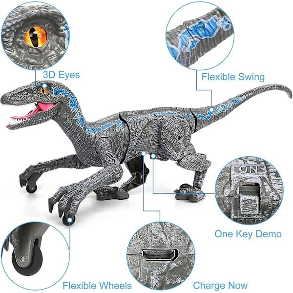 Remote Control Dinosaur Toys, Walking Robot Dinosaur With Led Light Up & Roaring