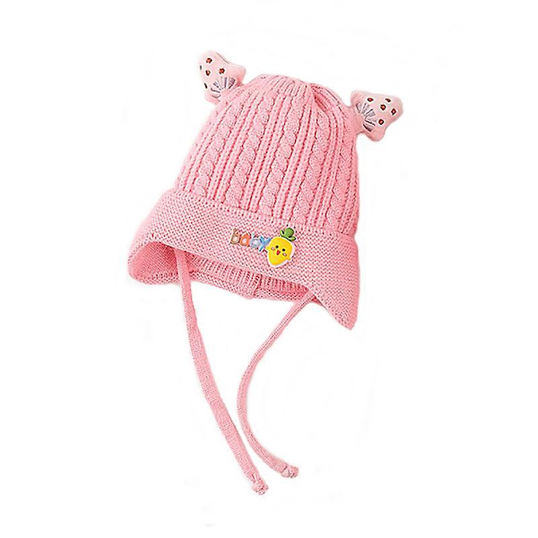 Børne Baby Hue Blød Varm Kabelstrikket Beanie Småbørn Pige Efterår Vinter Huer Blå Pink