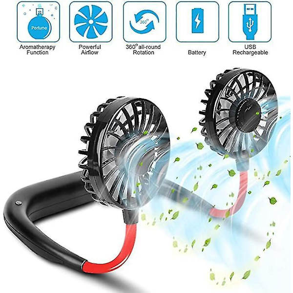 Generation Kannettava tuuletin, jäähdytystuuletin, handsfree-kaulatuuletin, riippuva latausmittari pink