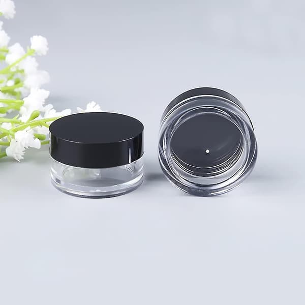 Empty Sample Pots Lear Plastic Travel Cosmetic Container Jars For Creams Sample Make-up Storage(10pcs, Black)