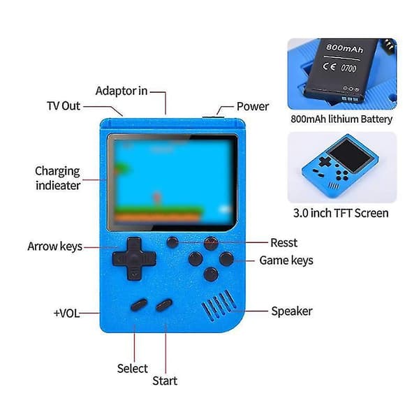 Handheld Game Console Retro Mini Handheld Video Game Console Gameboy Built-in 400 Classic Games Gift Red