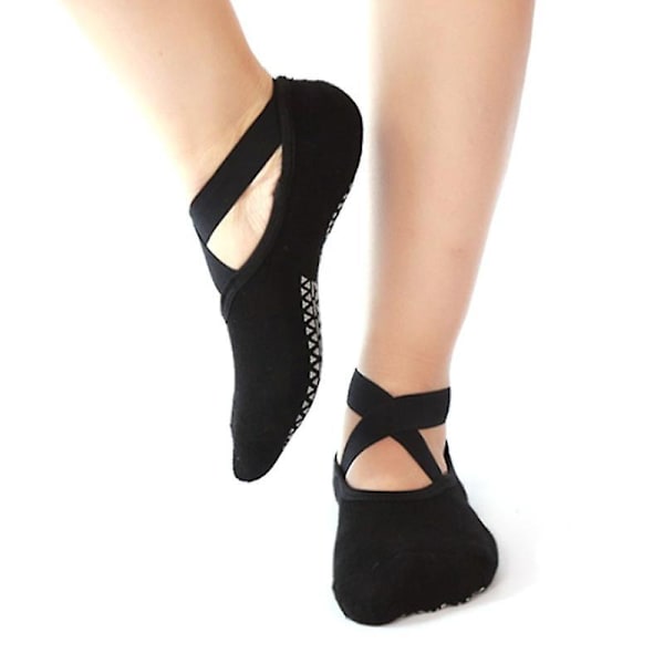 Womens Non-slip Pilates Socks Barre Ballet Dance Yoga Sports Fitness Black