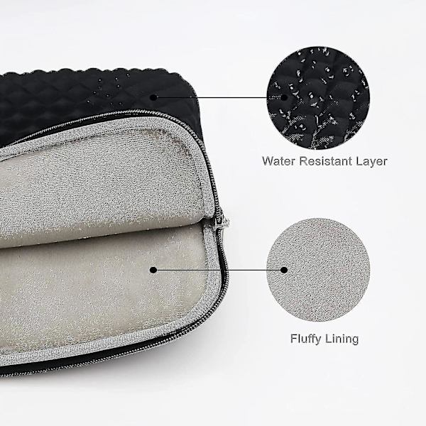 Laptop Sleeve Diamant Skum Vannavstøtende Beskyttende Dataveske Deksel Bæreveske Black 11.6inch