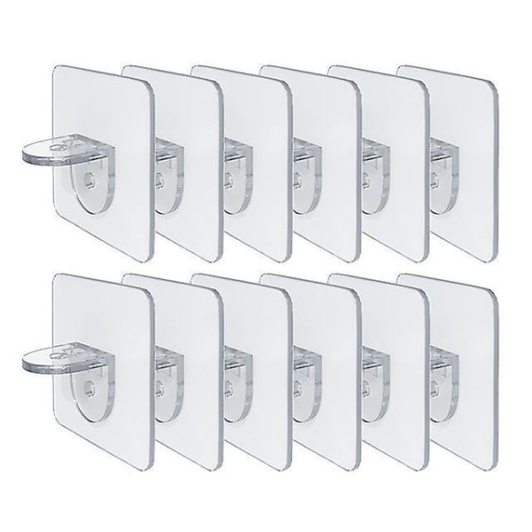 12pcs Adhesive Shelf Support Pegs Drill Free Nail Instead Holders Closet Cabinet Shelf Support Clips Wall Hangers A