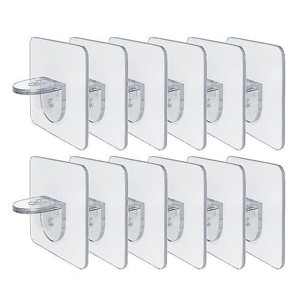 12pcs Adhesive Shelf Support Pegs Drill Free Nail Instead Holders Closet Cabinet Shelf Support Clips Wall Hangers A