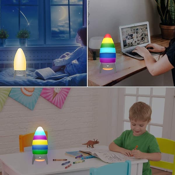 Rocket Light Toys Bedside Lamp With Rgb Color-changing Motion Sensor