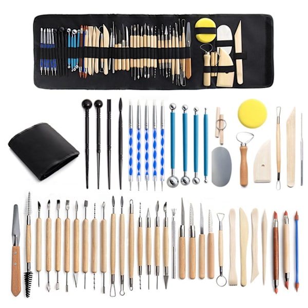 52pcs Clay Tools Kit Portable Multipurpose Pottery Carving Painting Tools