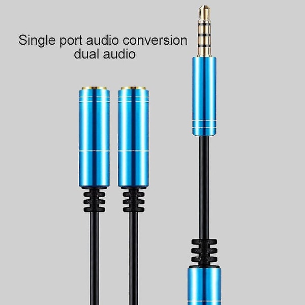 Audio Splitter Kabel 3.5mm Hann Til 2 Port Hunn Forlengelse Aux Ledning Adapter Rose Red Earphone and Mic Port