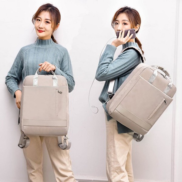 Durable Laptop Backpack Portable College Anti-theft School Computer Storage Bag Light pink